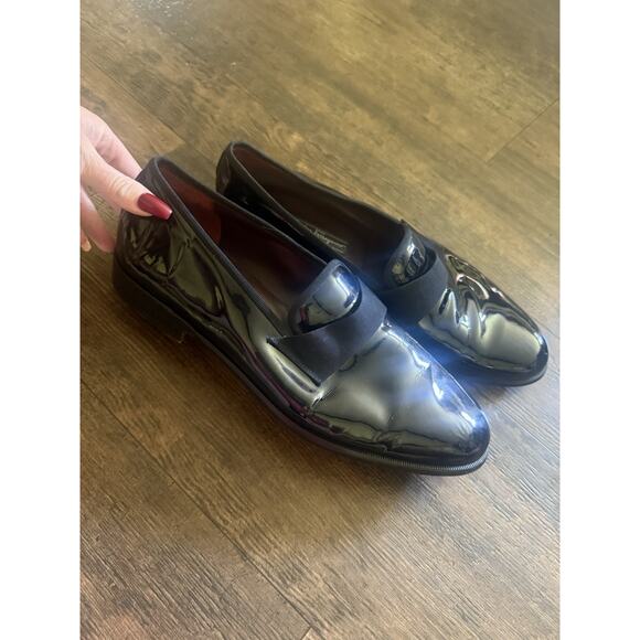 Salvatore Ferragamo Men Size 13EE Black Patent Leather Tuxedo Loafer Dress Shoes